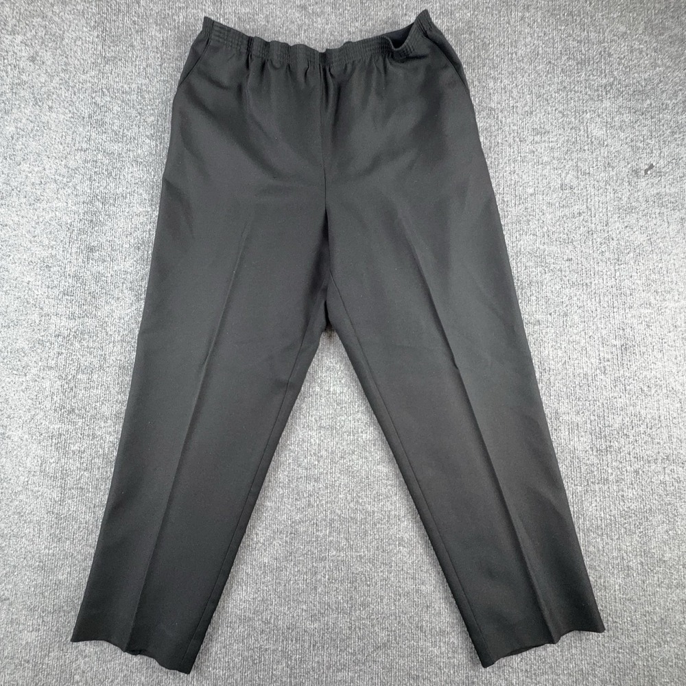 Alfred Dunner Dress Pants Womens 16 Black Twill Pull On Elastic Waist Work